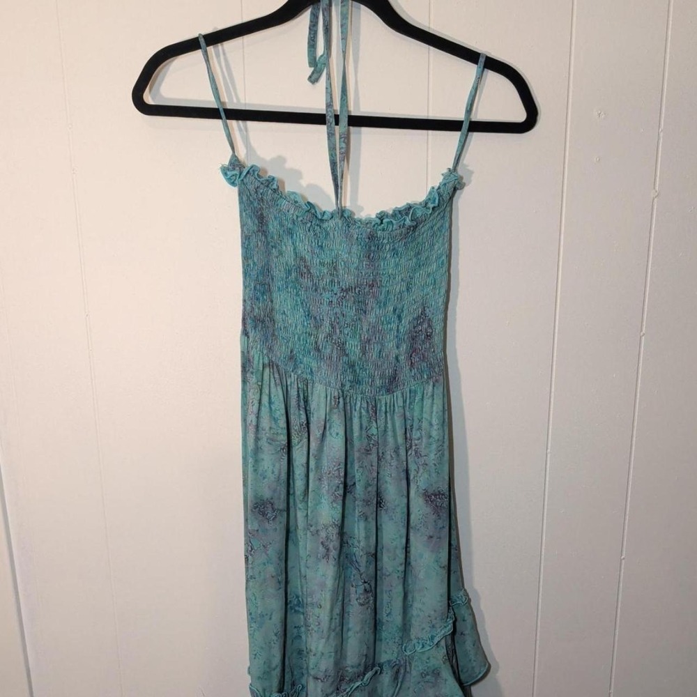 Womens World Apart Blue Tie Dye Ruffle Dress Excellent Asymmetric